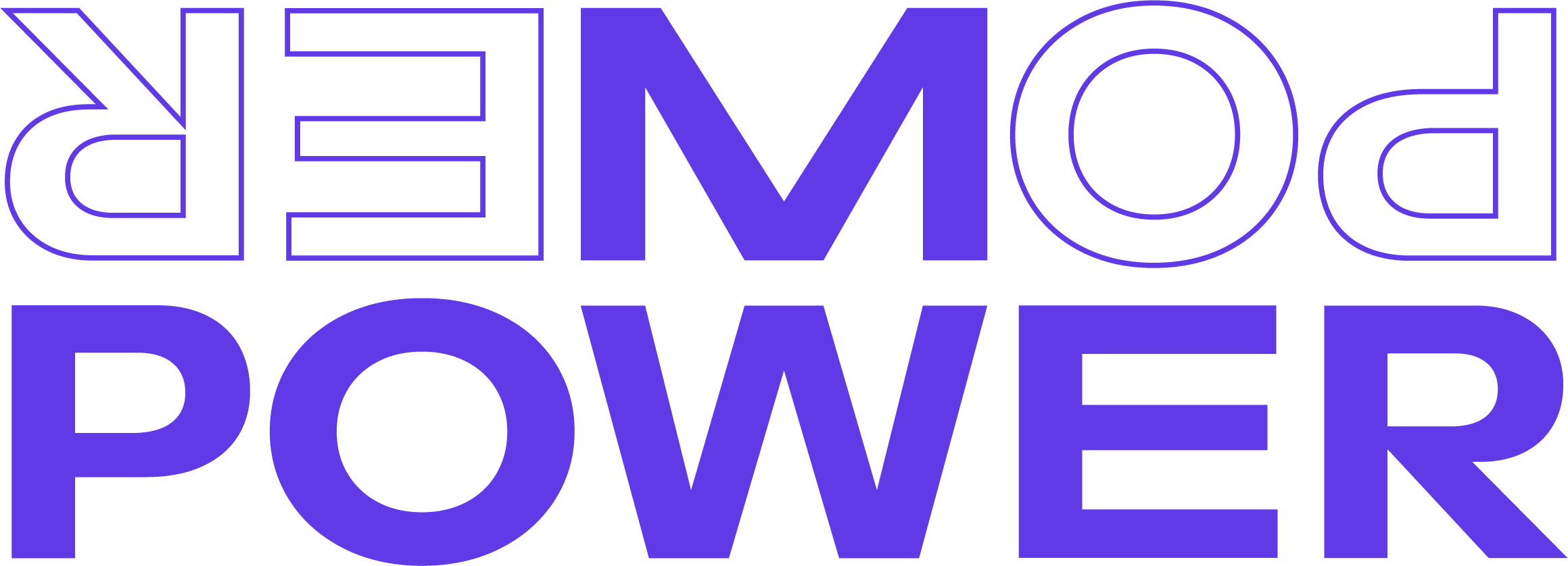 Logo paarse typografische compositie met woord 