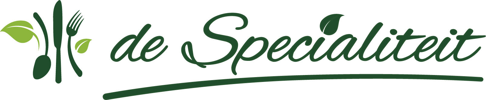 Logo met groen bestek en bladeren en de tekst 