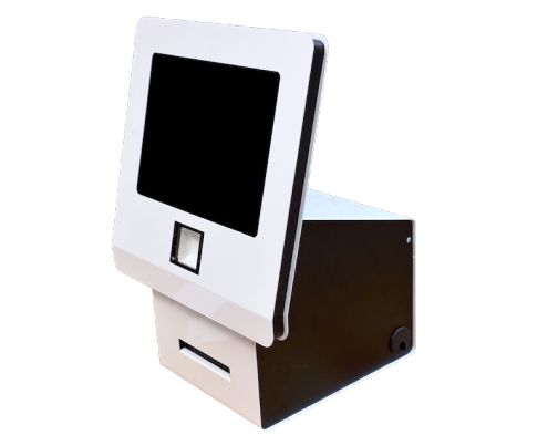 self-service-name-badge-kiosk Table_Kiosk-zebra badge printing