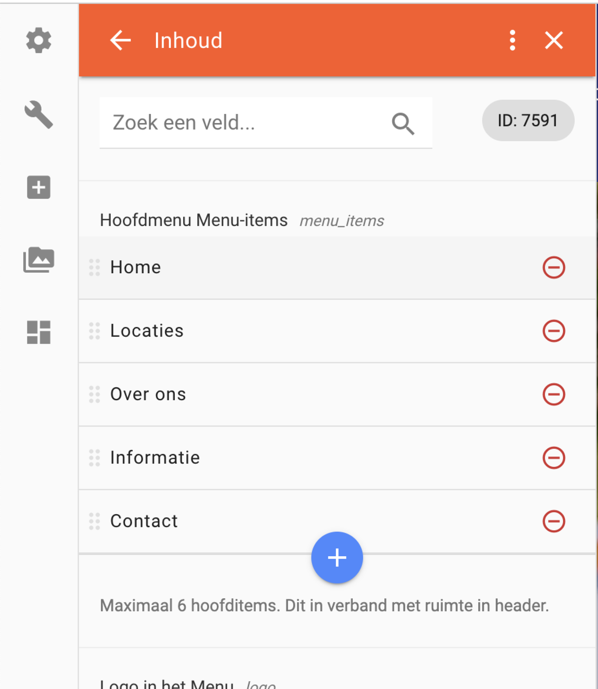 Menu aanpassen