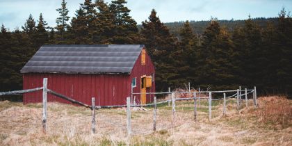 Barn on a field