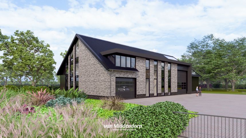 Confide_bouw_nieuwbouw_bedrijfspand_impressie_vanmiddendorp_2 Confide Bouw nieuwbouw bedrijfspand impressie voorkant vanmiddendorp