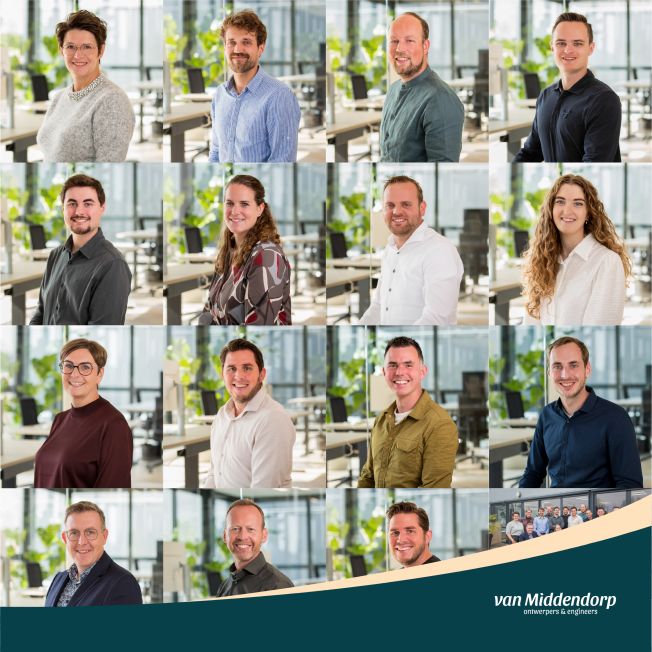 Collage medewerkers van middendorp ontwerpers & engineers 2025 Collage medewerkers van middendorp ontwerpers & engineers 2025
