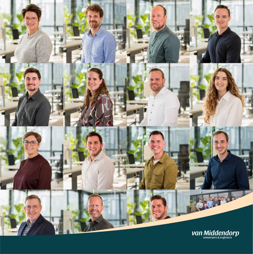 Collage medewerkers van middendorp ontwerpers & engineers 2025 Collage medewerkers van middendorp ontwerpers & engineers 2025