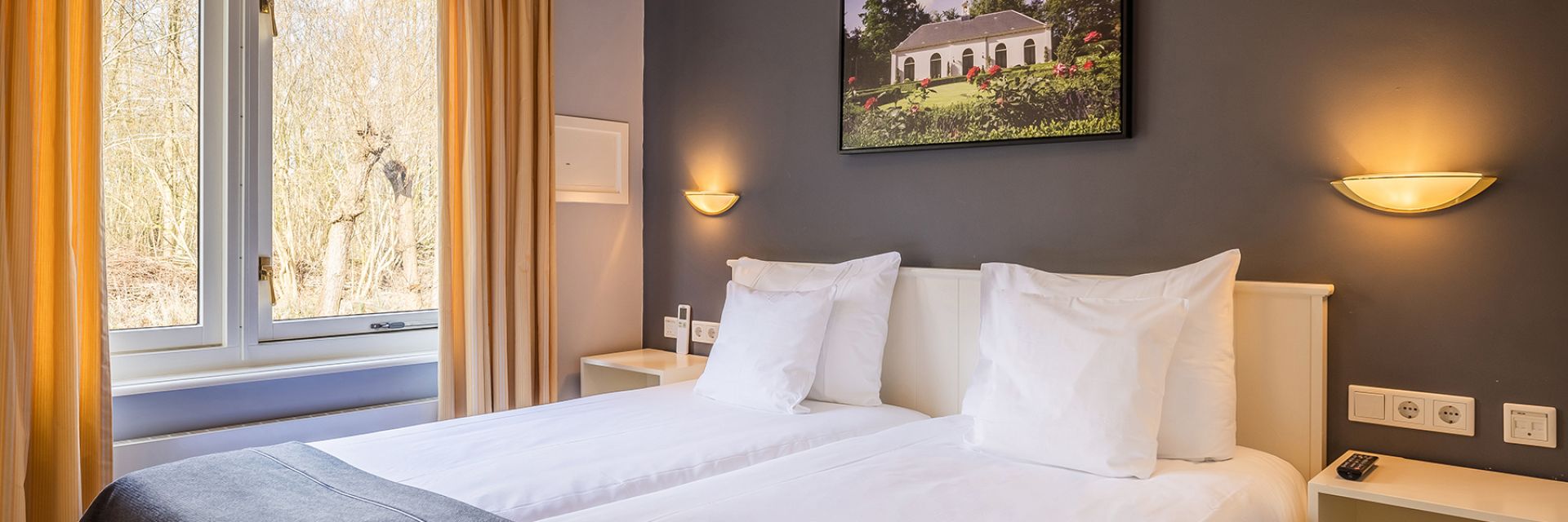 Header Deluxe twin kamer bij Kasteel De Vanenburg hotel op de Veluwe