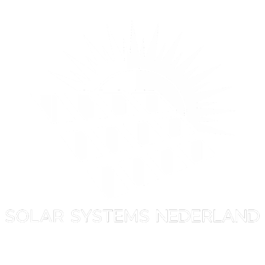 Logo Solar Systems Wit. Zon met zonnepanelen 