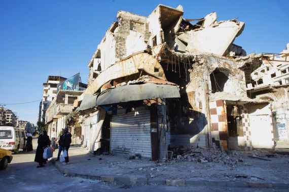Foto ingestort gebouw Syrië aardbeving