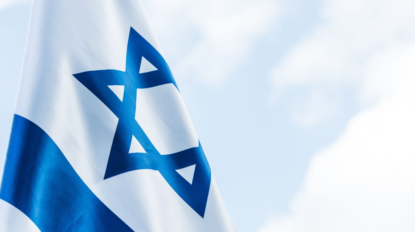 Israëlische vlag bij de Westerlijke Muur