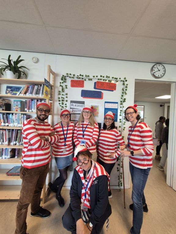 The library and support staff team dressed up as Wlly to celebrate world book day