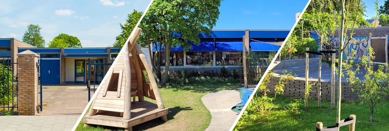 Franciscusschool Zaltbommel De hoofdingang van de Franciscusschool, het kleine plein en de leerling arena