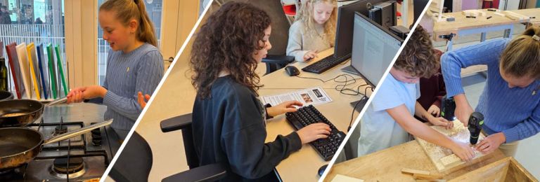 vervolgonderwijs voortgezet onderwijs, leerlingen aan het werk, koken, ict en handwerken