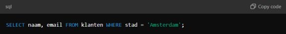SQL toegepast in data SQL toegepast in data