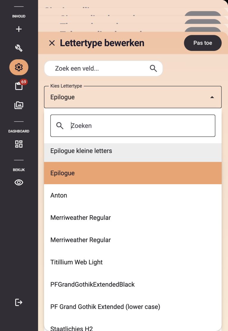 Font Selector Plate Multisite CMS