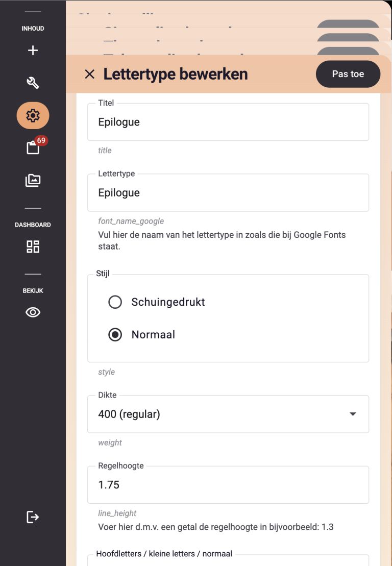 Font Selector Plate Multisite CMS