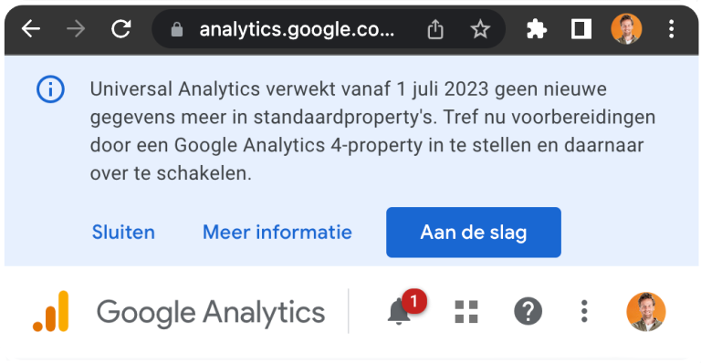 Google Analytics GA4 UA warning