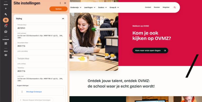 Door variabele stijlinstellingen toe te voegen, is het mogelijk om de stijl van je website lokaal aan te passen.